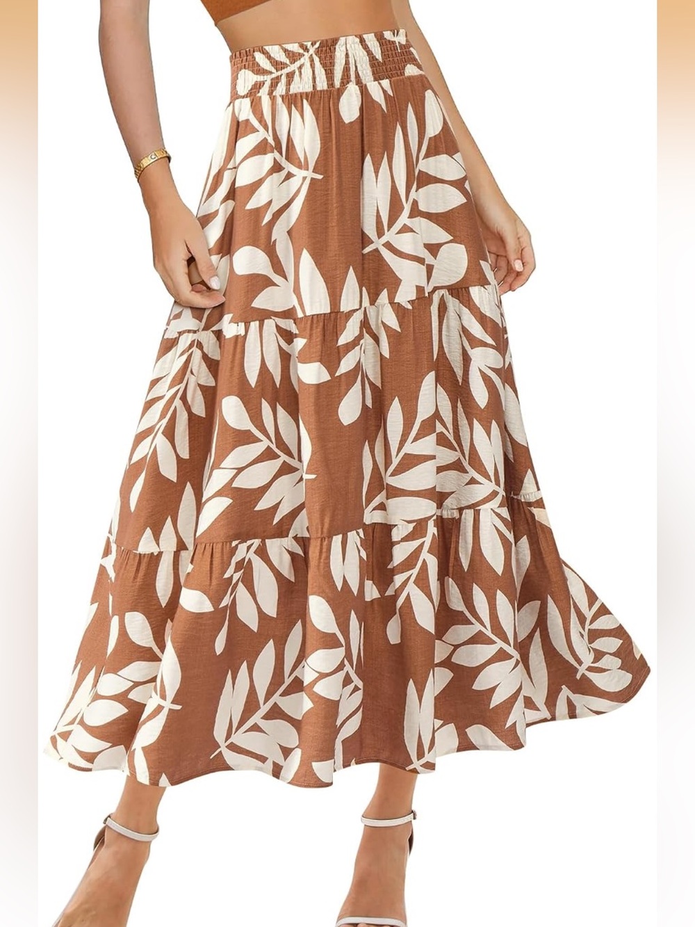 Boho Pleated Ruffle Tiered Maxi Skirt
